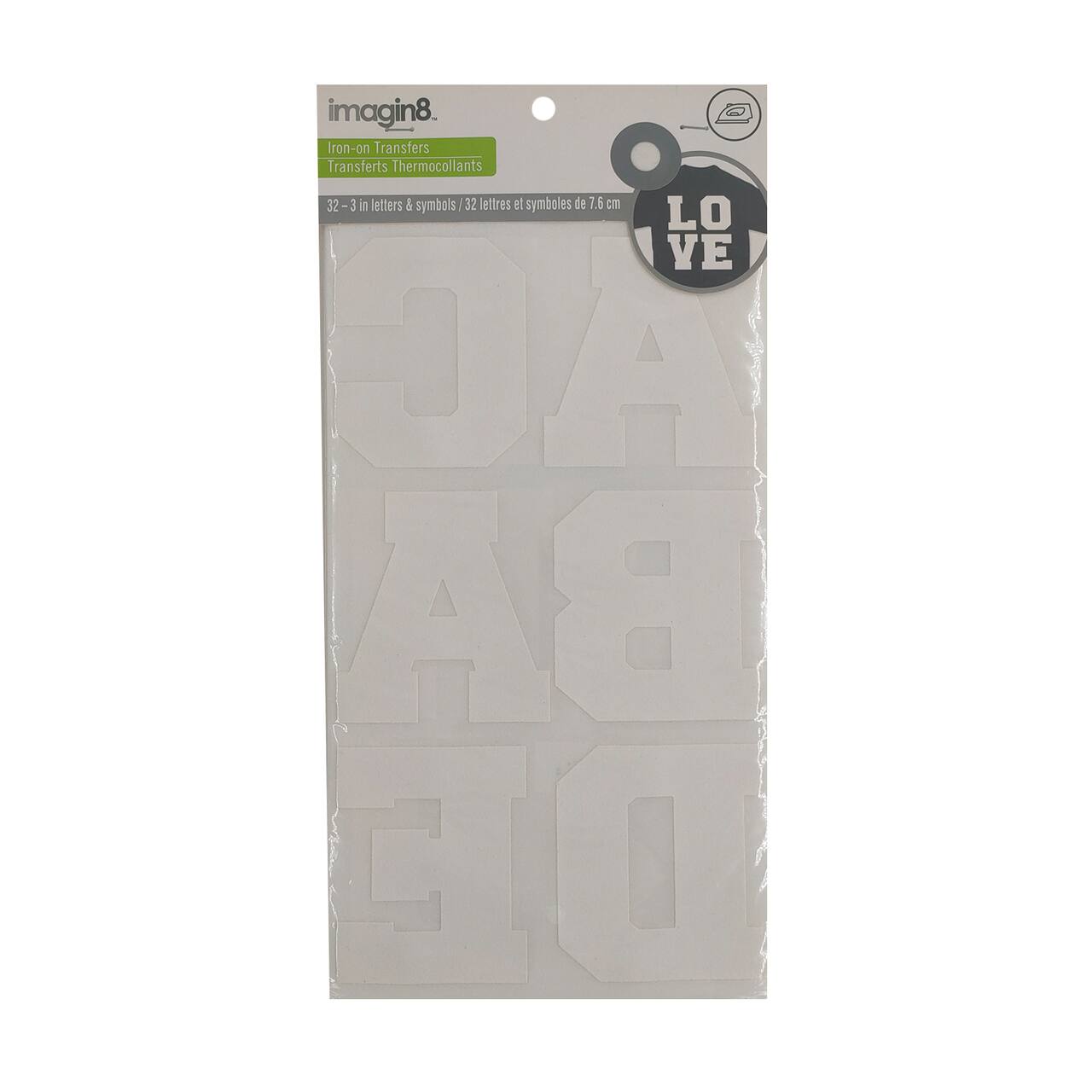 12 Pack: Iron-On White Flocked Athletic Letters by Imagin8™